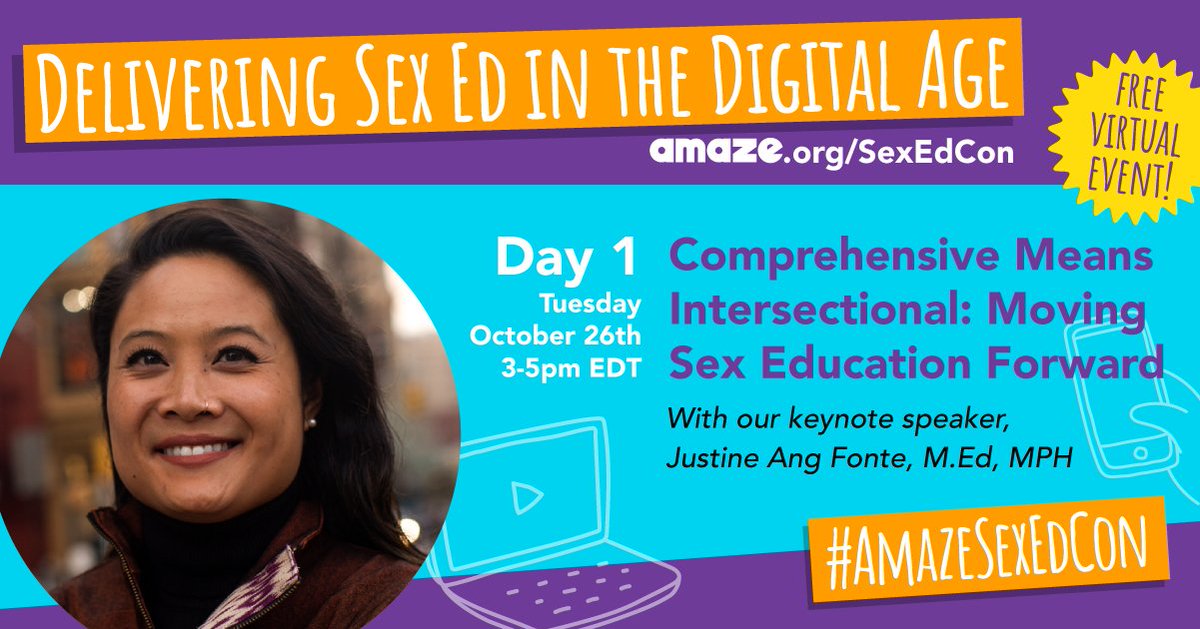 AdvocatesTweets's tweet photo. ‼️ It's Day 1 of #AMAZESexEdCon and we can't wait for things to kick off 🎉

Today, we'll hear from Justin Ang Fonte, M.Ed, MPH about delivering sex ed in the digital age👨‍💻👩‍💻 (and yes, you can still register to attend!) ⬇️

https://t.co/4SoDFv81Ke https://t.co/Cz8XbjqaSE