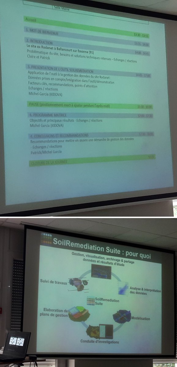 KIDOVA's tweet photo. KIDOVA a été invité par l'@ADEME à présenter à ses chef·fes de projets en #SSP la SoilRemediation Suite et le retour d'expérience sur un site (30 ans de données et résultats d'études)
Voir https://t.co/Dt1nZ3mHRn
#brownfields #remediation #redevelopment #friches #SoilRemediation https://t.co/2ypXZJytrt