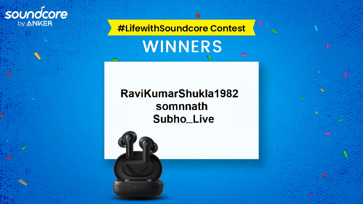 SoundcoreIndia's tweet photo. Finally the Lucky winners of #MegaContest #LifewithSoundcore are here... Congratulations to all!!! Kindly DM us your details today to claim your prize @NSaina's Special Edition #LifeNoteE TWS. 

@Subho_Live

#ContestAlert #ContestIndia #SoundcoreByAnker #giveawayayalert https://t.co/yIYtHd0gnL