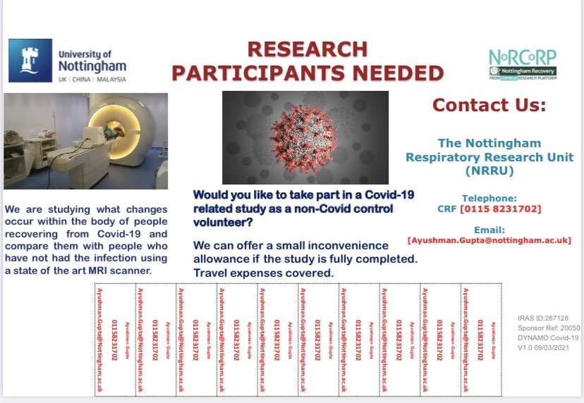 Looking particularly for men who didn’t have Covid to volunteer. We are matching for age and BMI. callforparticipants.com/study/ZAQI7/dy… #PostCovid #research <a href="/NottmBRCMSK/">NIHR Nottm BRC MSK</a> <a href="/NottmBRC/">NIHR Nottingham BRC</a> <a href="/nottmhospitals/">Nottingham University Hospitals</a>