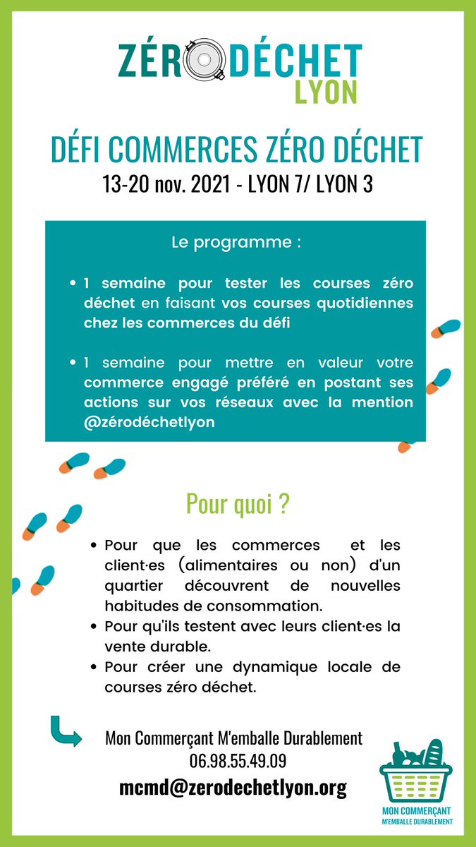 ZeroDechetLyon's tweet photo. 📣 CLIENT·ES 7ÈME ET 3ÈME !! 💪

🏃‍♂️Viens donc participer au défi COMMERCE ZÉRO DÉCHET du 13 au 20 nov.2021 :
📅Liste des commerces participants sur le site Zéro Déchet Lyon --> Mon Commerçant M'emballe Durablement
@villedelyon @grandlyon @CMA_69  @CCILYONMETRO  @Lyon7RiveGauche https://t.co/dCoJK2K2KS