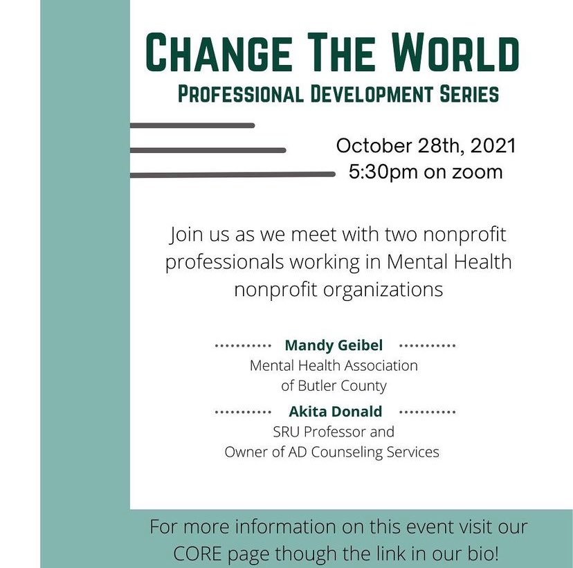 srusna's tweet photo. Don’t forget to join us this Thursday to hear from two professionals working in mental health nonprofit organizations!! https://t.co/9k6SmthunW