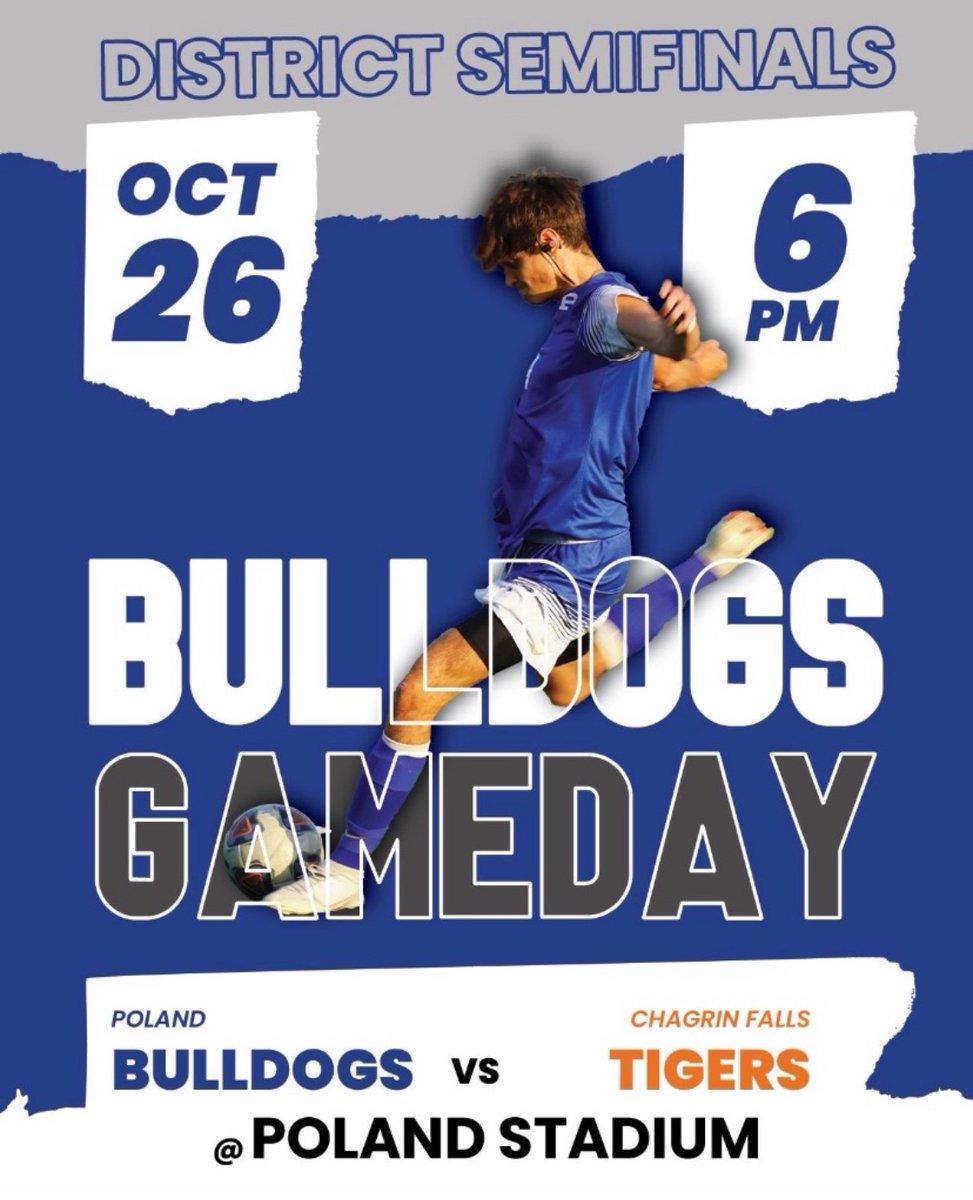 SoccerPoland's tweet photo. GO DOGS!! Come support the Bulldogs in their semi-final game tonight @ home 6pm https://t.co/rVmEOig4TZ