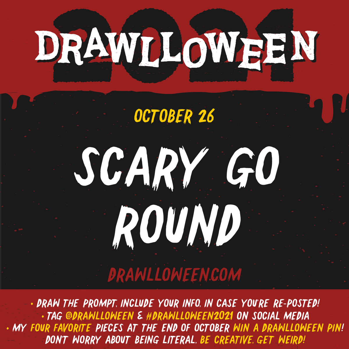 drawlloween's tweet photo. #Drawlloween Day 25:
Scary Go Round

🎃✏️🎃✏️🎃✏️
Interpret the art prompt, using any medium, and make sure to tag @drawlloween and use the hashtag 
#Drawlloween2021

#ScaryGoRound https://t.co/A0IPZVcxLL