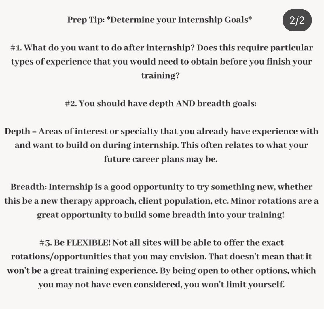 🗣Application Prep Tip🗣: Determine your Internship Goals

One of the more challenging aspects of applications is narrowing down your specific internship goals. Here's a few helpful things to keep in mind… “swipe” to read more! #CCPPP #cpa <a href="/cpa_students/">CPASFS / SCPSPE</a>