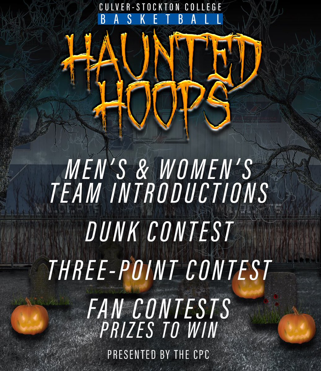 CSCWildcatsMBB's tweet photo. Attention all C-SC Students‼️‼️

HAUNTED HOOPS 🎃 👻 Come check out @CSCWildcatsMBB and @CSCWomensBBall Thursday Night in Charles Field House!

Contests, Prizes, and a Costume Contest‼️

#GoWild 🔵⚪️⚫️😼🐾🏀 https://t.co/iJnOZvcOig