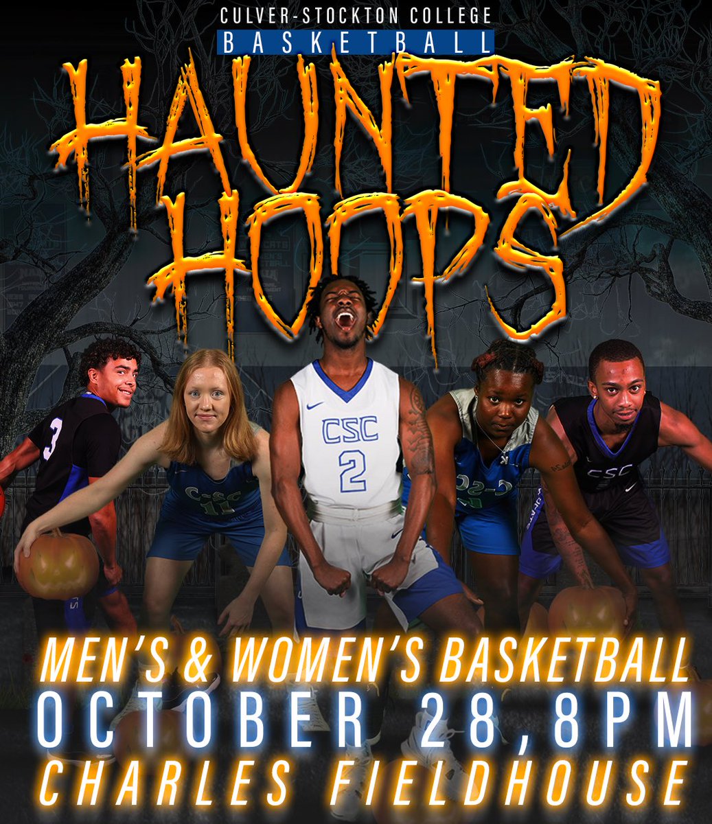 CSCWildcatsMBB's tweet photo. Attention all C-SC Students‼️‼️

HAUNTED HOOPS 🎃 👻 Come check out @CSCWildcatsMBB and @CSCWomensBBall Thursday Night in Charles Field House!

Contests, Prizes, and a Costume Contest‼️

#GoWild 🔵⚪️⚫️😼🐾🏀 https://t.co/iJnOZvcOig
