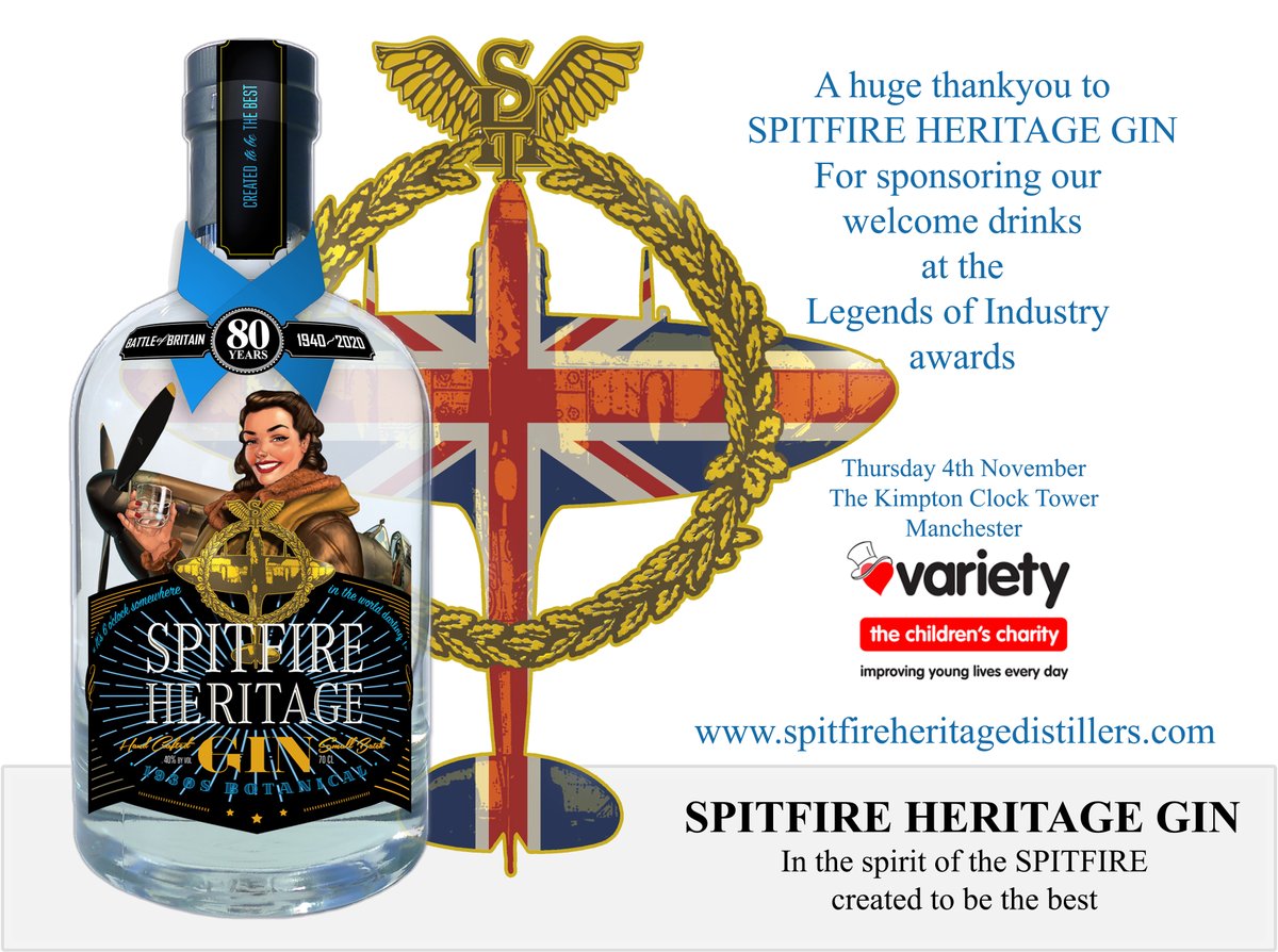 VarietyNW's tweet photo. Spitfire Heritage Gin, partnered by The Salty Rim Co, are delighted to deliver perfect-serve artisan G&Ts and gloriously embellished mocktails at The Legends of Industry Awards’ drinks reception @VarietyGB @spitfiregin @thesaltyrimco #LegendsofIndustryAwards #legends #charity https://t.co/wbFFoGG9LC