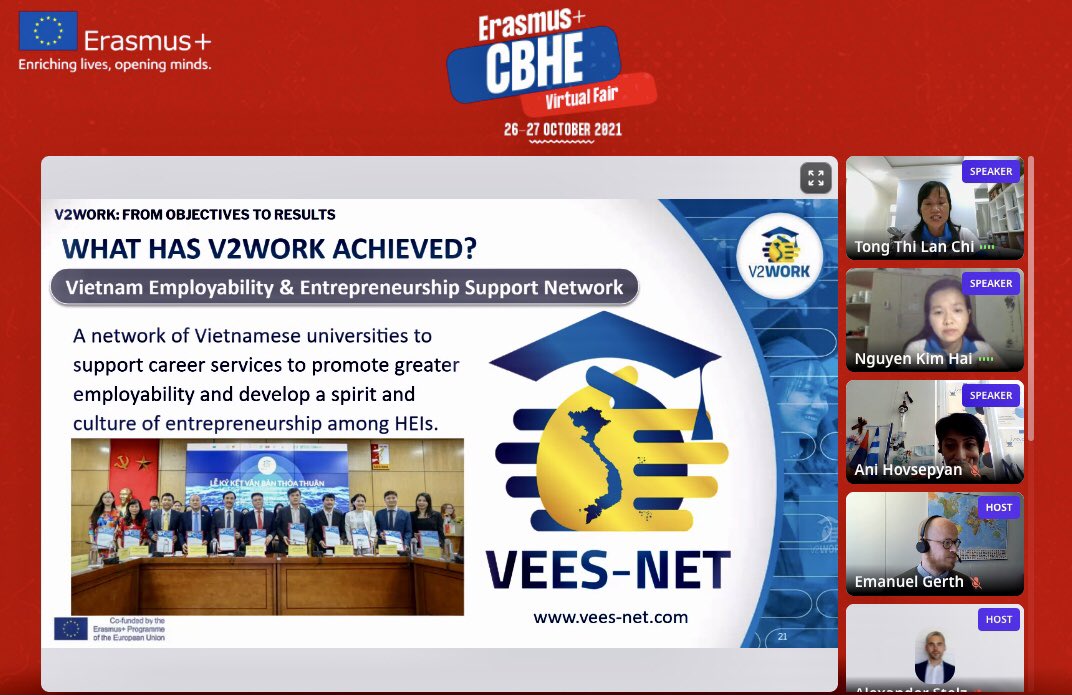 BeansCristina's tweet photo. A shout out to my fabulous colleagues in #Vietnam 🇻🇳 for the great job they did presenting our project #V2WORK at the #ErasmusPlusCBHEVirtualFair today! 👏🏼🥳👏🏼 It’s nice to see hard work recognized on the international stage like this 😎 @EUErasmusPlus #ErasmusPlusCBHE #VEESNet https://t.co/cXRLUNIC18