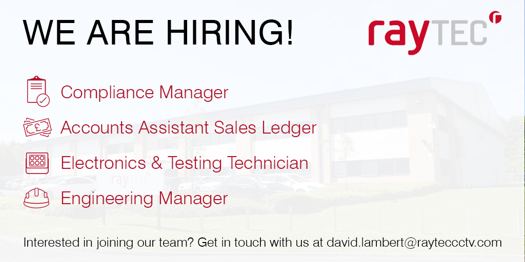 RaytecHazardous's tweet photo. WE ARE #HIRING!
We are excited to announce that we are hiring for a number of new roles. We are looking for positive, proactive & professional individuals to join our dedicated, family orientated team. Check out the job descriptions here: https://t.co/QSZyxfMNnE #team #raytec https://t.co/HQbBqpEG4U