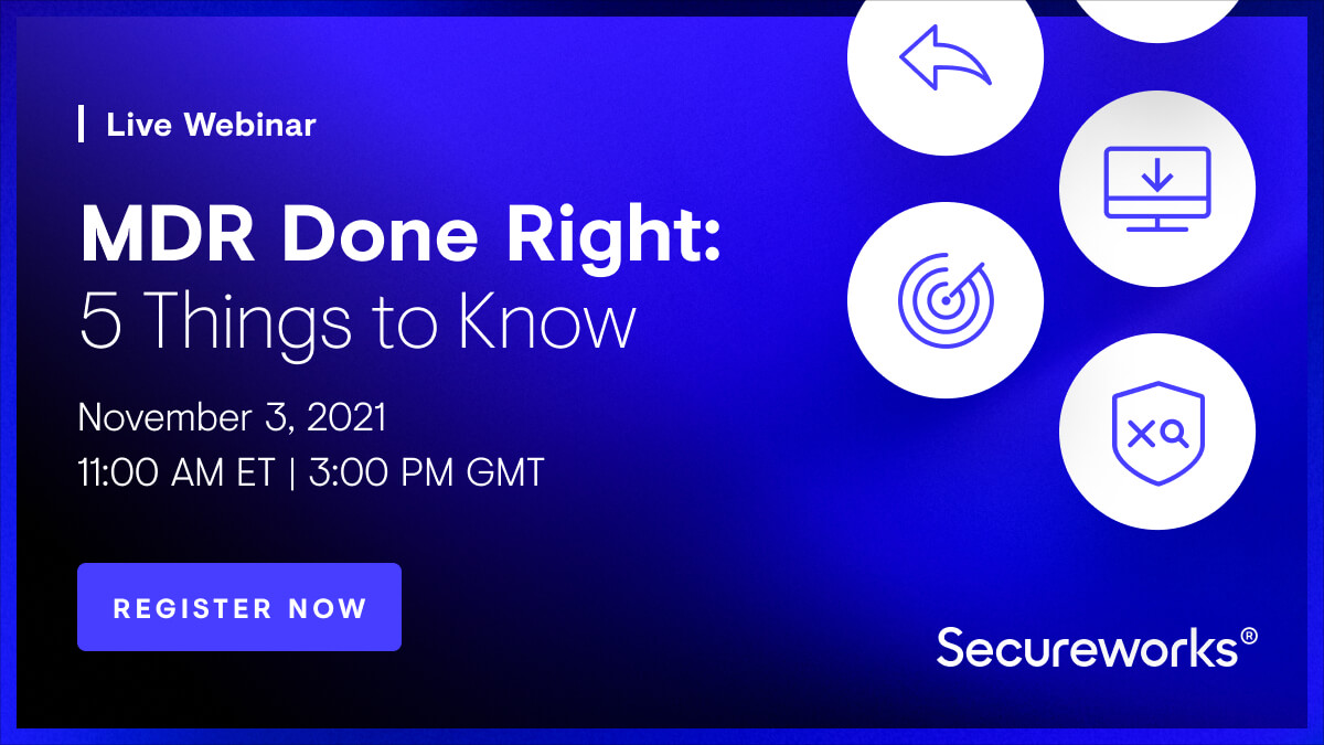 Remediate advanced threats while unburdening your staff with effective #MDR. Save your spot in our upcoming webinar on Nov. 3 to learn how from our experts. Beat the threat: dell.to/2XHgoNI | #SecOps