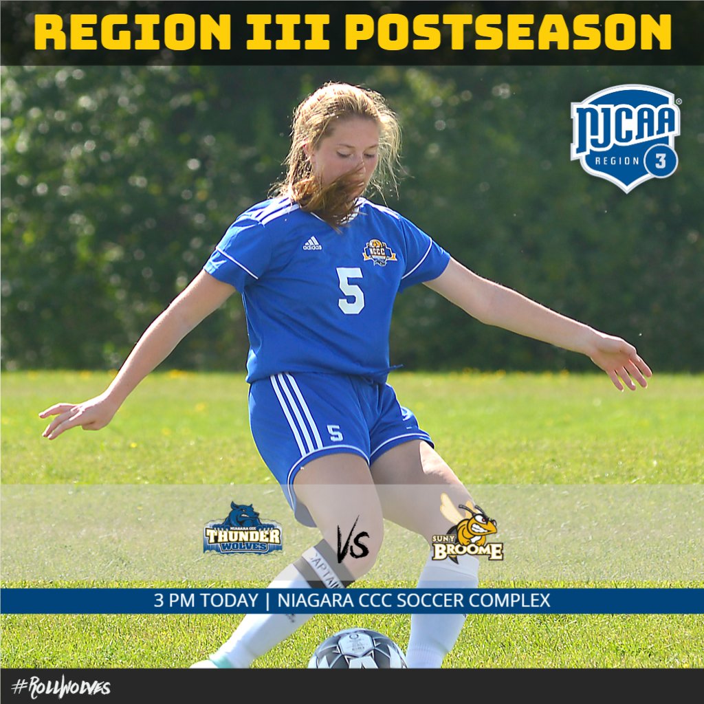 WSOC: The <a href="/NCThunderwolves/">SUNY Niagara Thunderwolves</a> (7-4) return to the postseason for the first time since 2006 when they host @BHornets12 (9-3) in a <a href="/NJCAAReg3/">NJCAA REGION 3</a> Div. III Pool A semifinal matchup at 3 p.m. today! #RollWolves ⚽️🐺💪