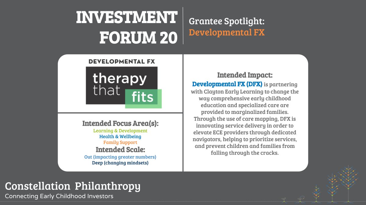 Grantee Spotlight: <a href="/DevelopmentalFx/">Developmental FX</a> is working to scale their unique "therapy that fits" model to all, starting with a partnership with <a href="/ClaytonLearning/">Clayton Early Learning</a> to enhance the way comprehensive early childhood education and specialized care are provided to families.