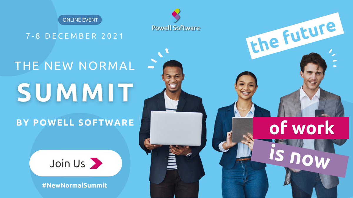 PowellSoftware's tweet image. ⚡ Save the Date!

The New Normal Summit by Powell Software

📅 December 7th &amp;amp; 8th 2021

⏰ 3 p.m. - 5 p.m Paris 

On day 1,  learn about the #FutureOfWork.

On day 2, join the digital workplace experts at Powell Software.

Register Now: ow.ly/R4mP50GxwVA

#NewNormalSummit