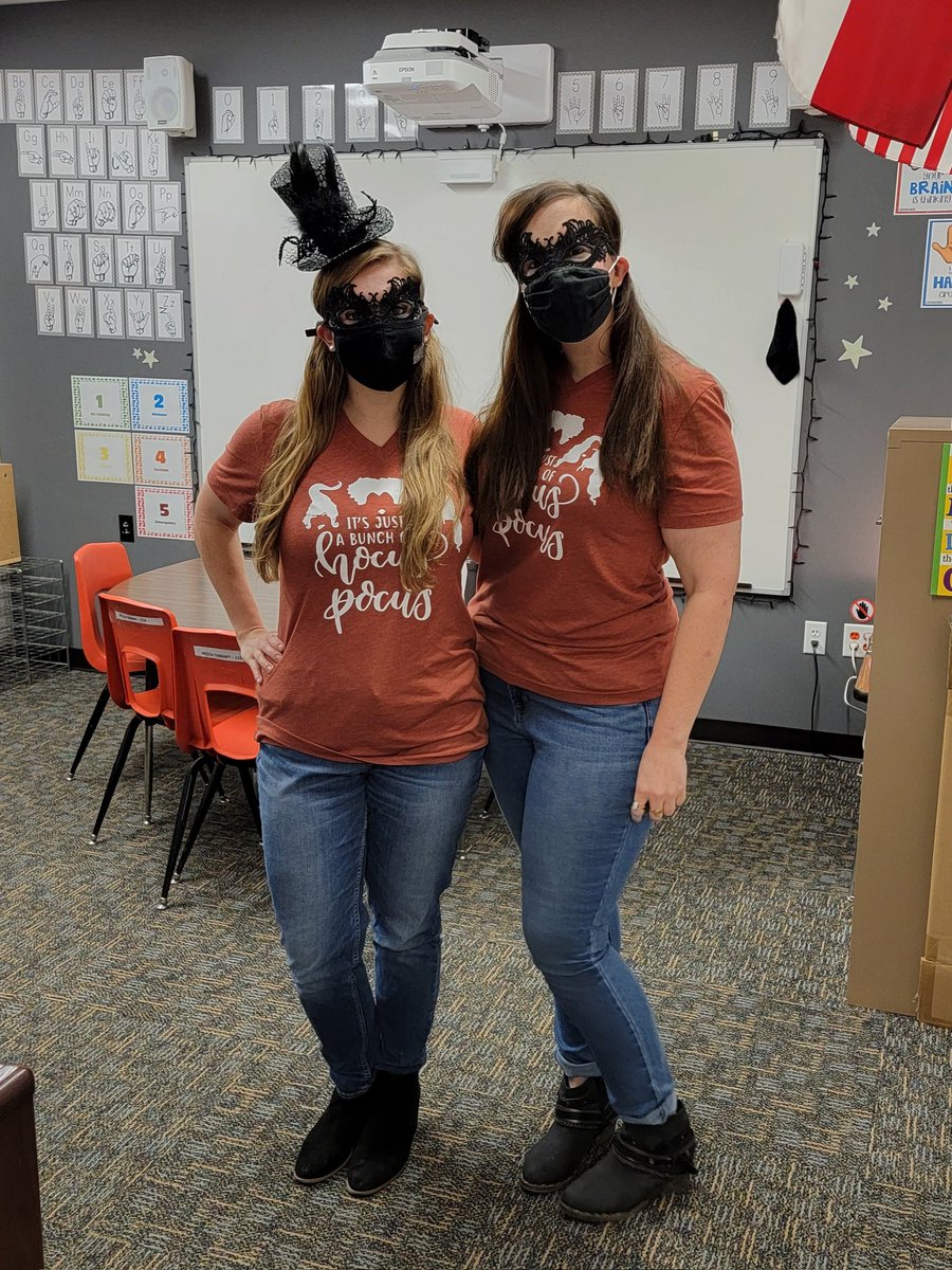 SLP_Abby's tweet photo. Twinning with some Halloween gear with my awesome diag for Twin Day on #RedRibbonWeek2021!! https://t.co/cXs2zQyRhX