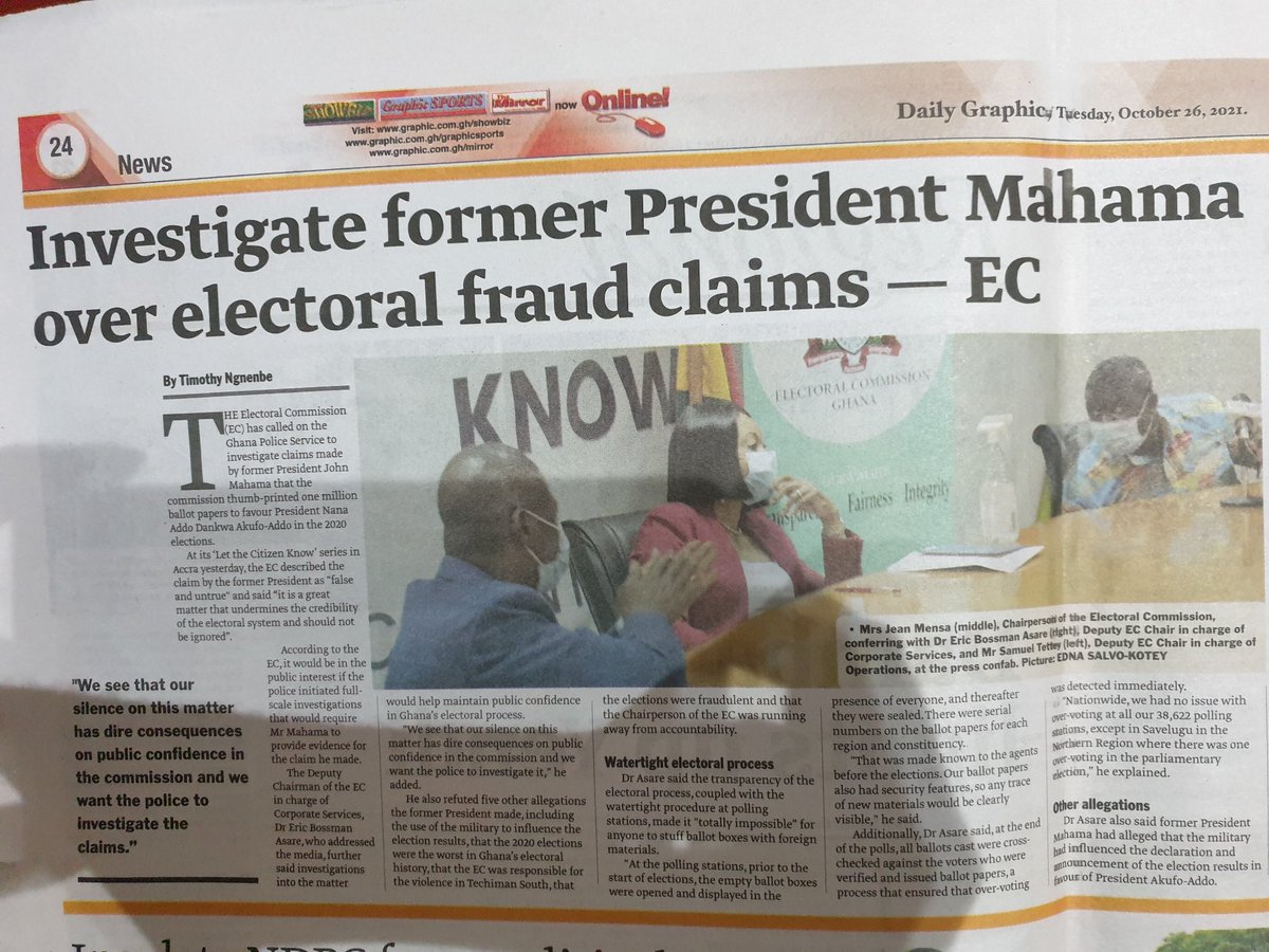 BBSimons's tweet photo. The sheer cheek of it!!!
In any serious jurisdiction, the Chairperson of the Ghanaian Electoral Commission would have been prosecuted for procurement ABUSE considering all that went on with the manipulated Thales hardware tender &amp; the inflated Neurotechnology software (by 10x!) https://t.co/h4VRY5ILU3