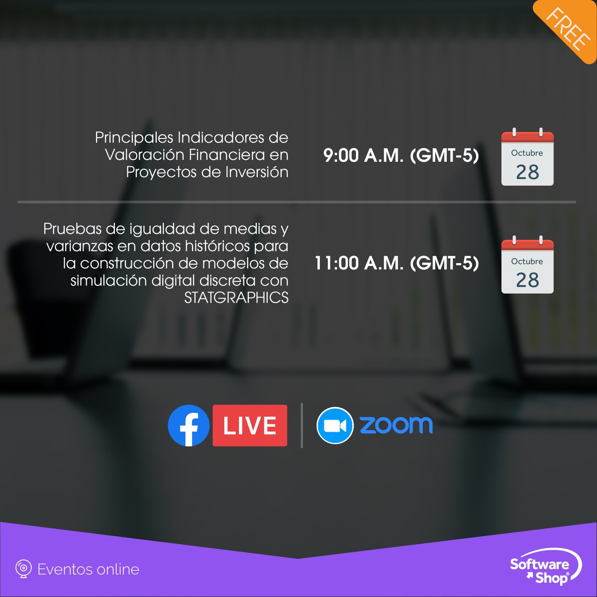 SOFTWAREshopInc's tweet photo. 🖥️  Estos son los eventos gratuitos que tenemos esta semana para ti.
¡Conoce más sobre cada uno y regístrate!
↗️ https://t.co/iSHDjEq2E9

#RiskSimulator #Statgraphics https://t.co/MLQB6ATjgc