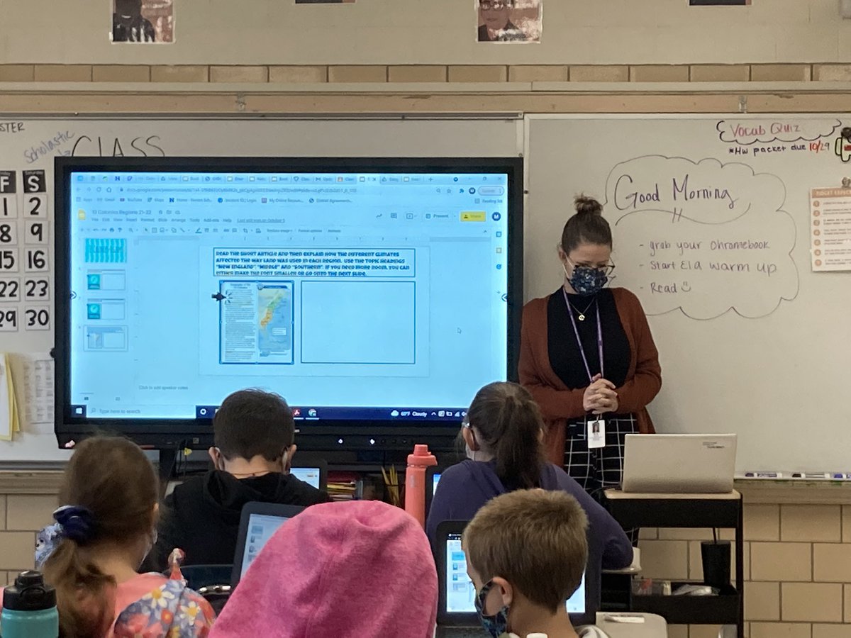 HAYSchoolNorton's tweet photo. Miss Drain’s 5th Grade ELA students working on their understanding of Social Studies discussing what they know and explaining Why — the #MostImportantQuestion #HAYNation https://t.co/FHxJVF7TKy