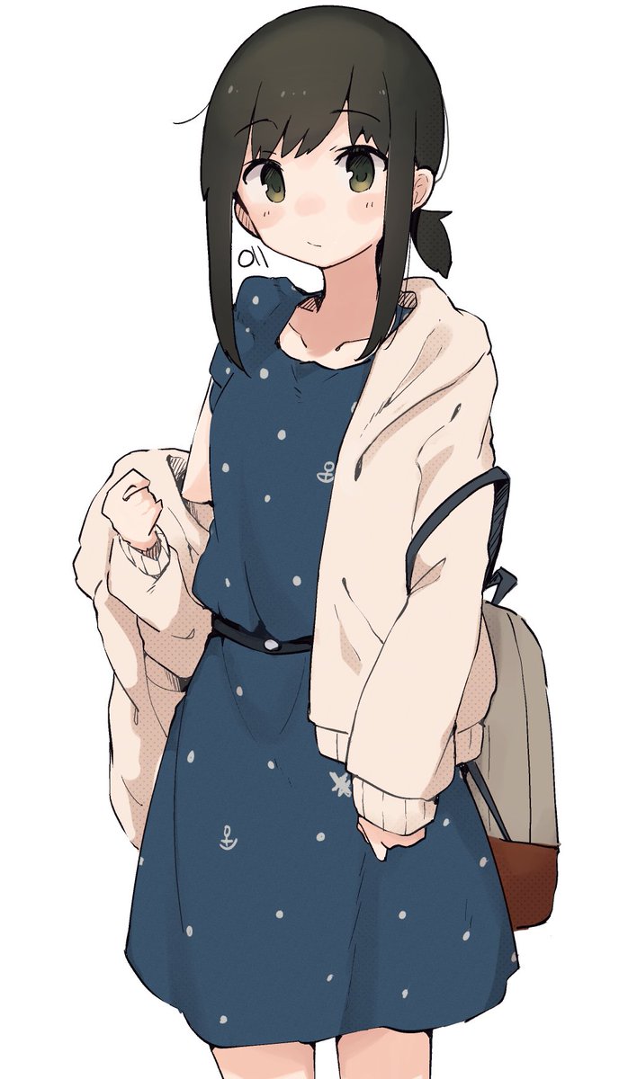 fubuki (kancolle) 1girl solo dress blue dress black hair white background simple background  illustration images