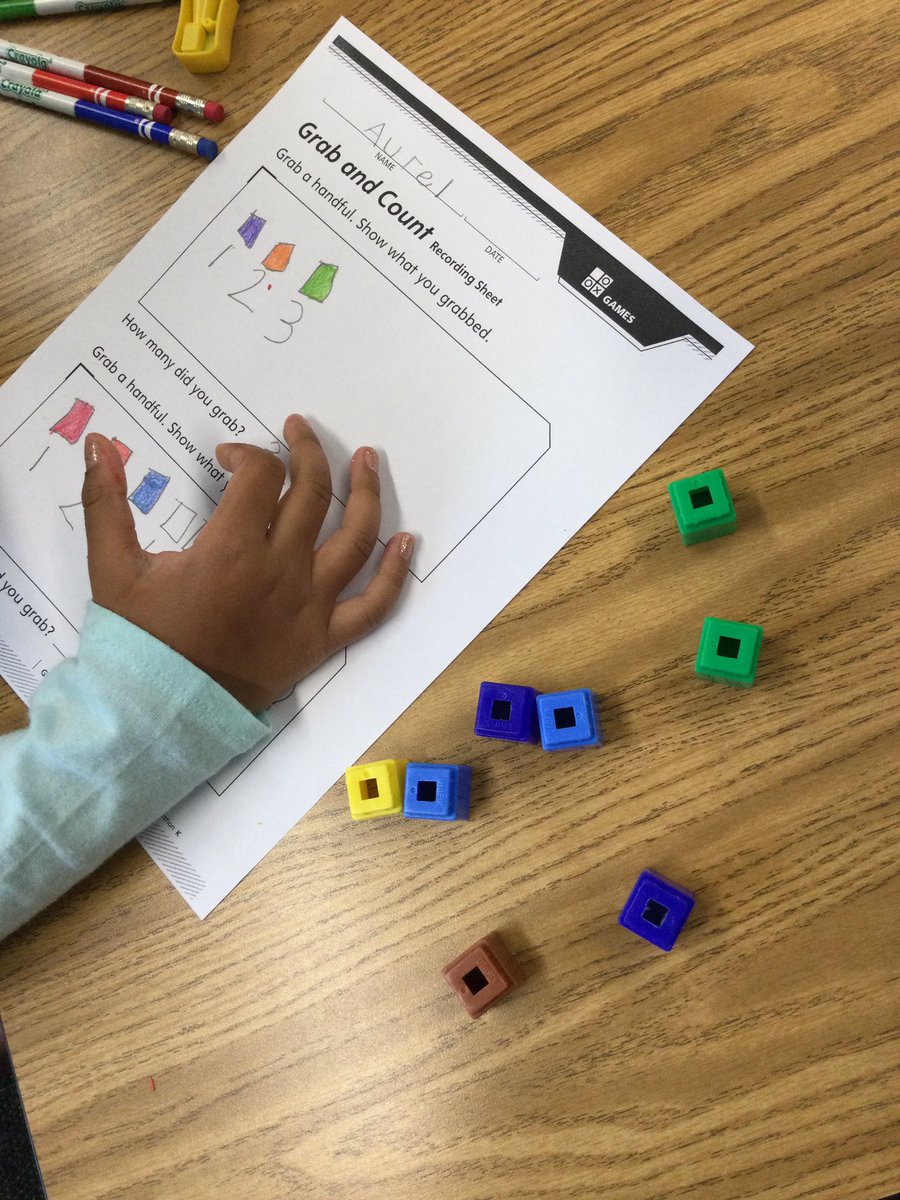 MrsQuaranta's tweet photo. Students learned the game “Grab and Count”! They are working on using counting strategies such as line up, touch and count &amp; push and count and then showing their number using pictures, numbers, words, ten frames, number line, etc.! https://t.co/vleDA7Dlwo
