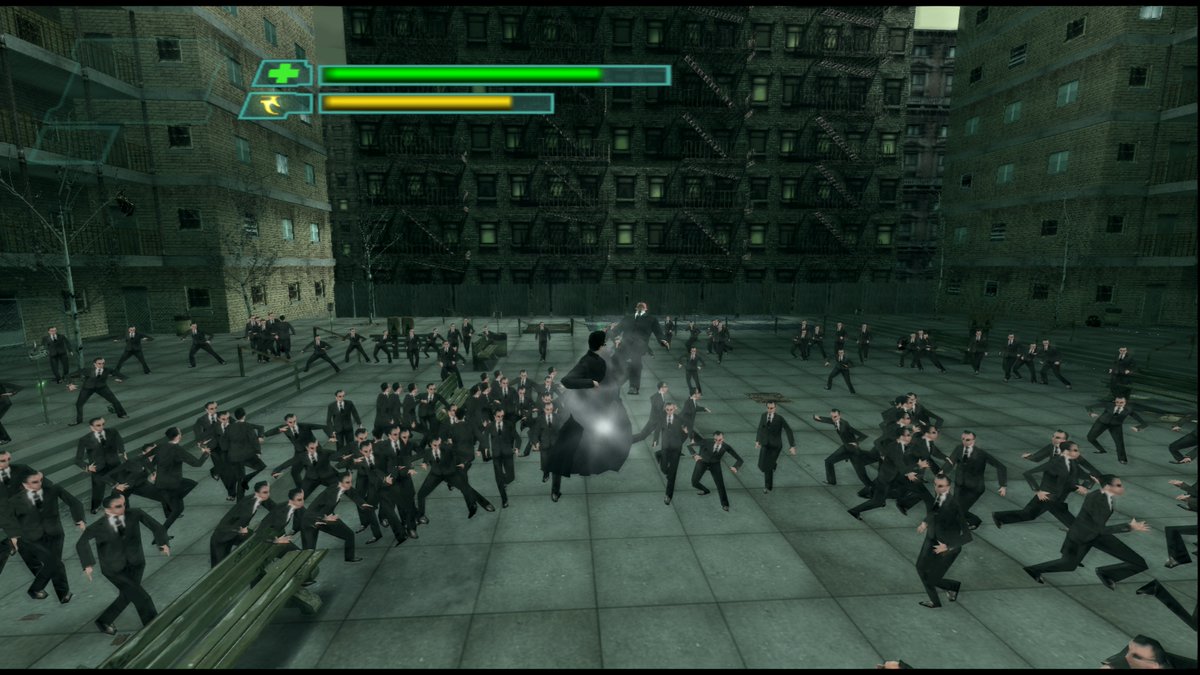 PixelHunted's tweet photo. Obviously there's a whole bunch of smoke and mirrors going on here but fair play to shiny for getting the burly brawl working on a PS2 #thematrix #pathofneo https://t.co/yOrs30l5w0