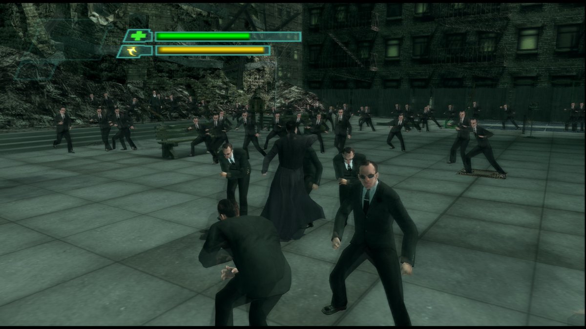 PixelHunted's tweet photo. Obviously there's a whole bunch of smoke and mirrors going on here but fair play to shiny for getting the burly brawl working on a PS2 #thematrix #pathofneo https://t.co/yOrs30l5w0