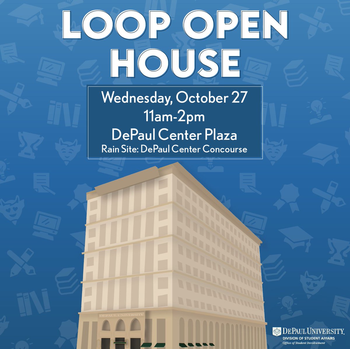 DePaulLoopLife's tweet photo. Spotted: Loop Open House on the DePaul Center Plaza, from 11am-2pm this WEDNESDAY, October 27th.

xoxo, Loop Life https://t.co/7Ngd3wkg00