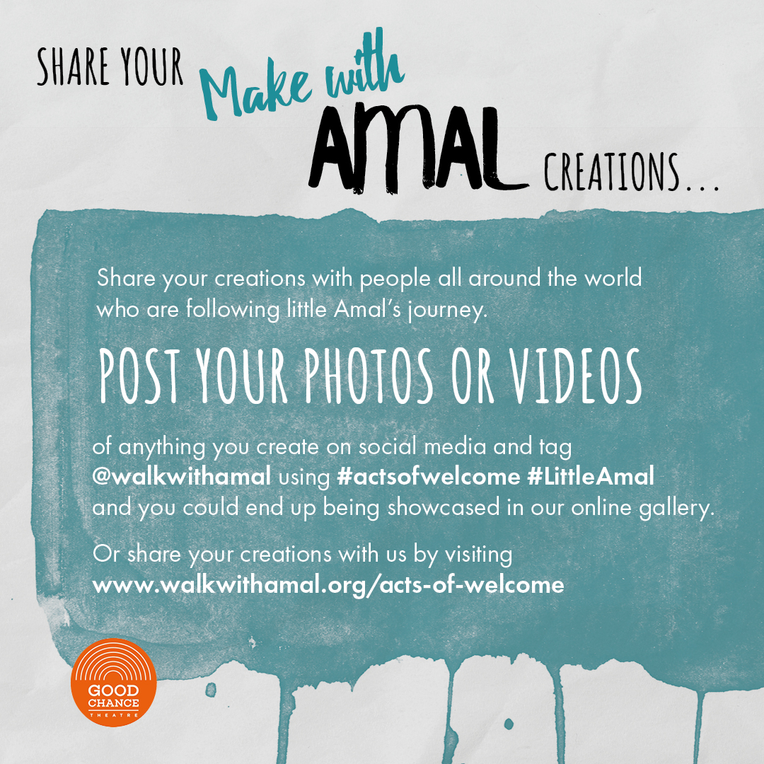 factoryintl's tweet photo. If you’re looking for things to do with the kids this half term, then why not take part in #MakewithAmal? To welcome her home, we are creating a flock of birds to symbolise freedom and Little Amal’s potential to do anything. Share your creations online using #actsofwelcome! https://t.co/dqM7AqV9xC