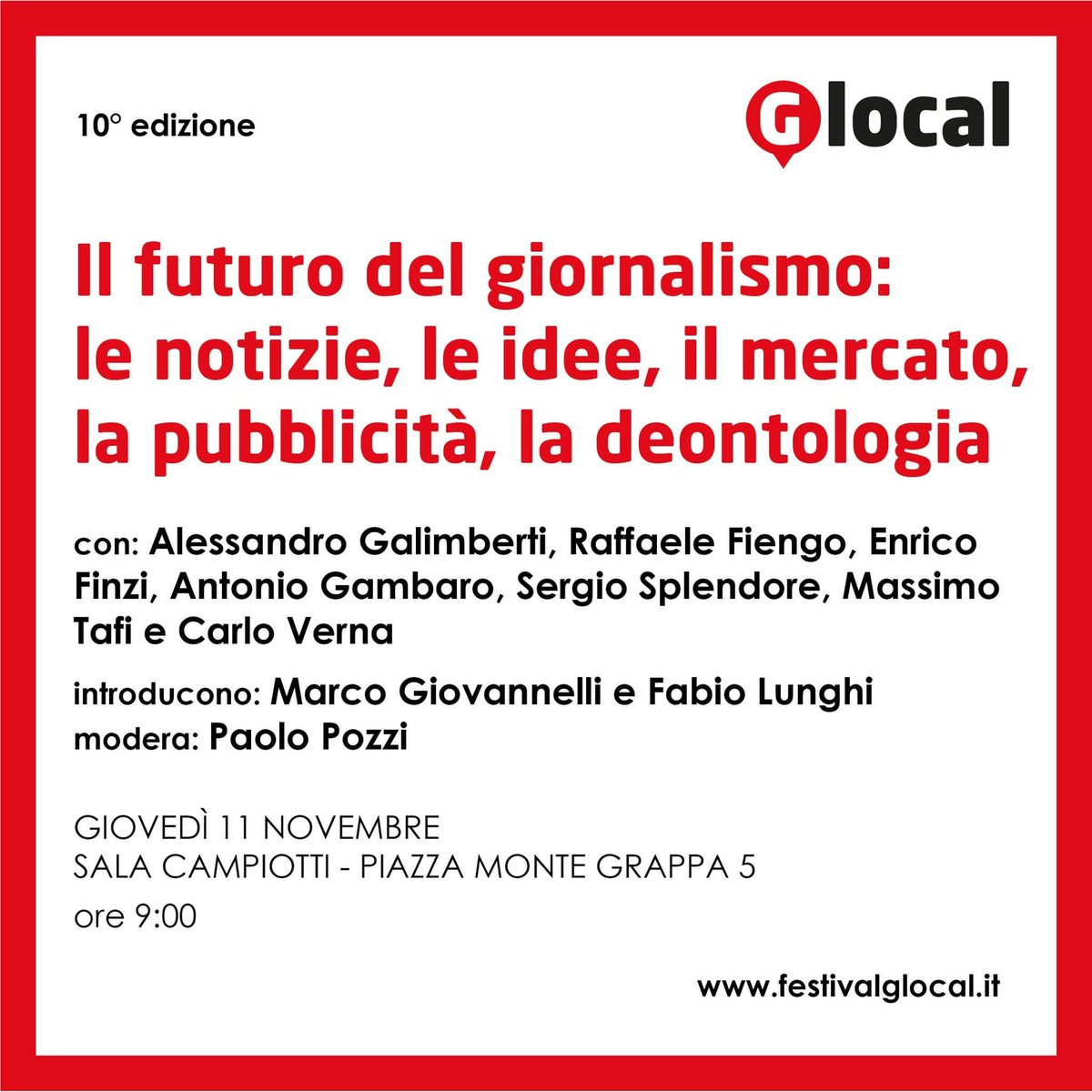 festivalglocal's tweet photo. Quale futuro per il giornalismo? L’edizione 2021 di #festivalglocal si apre con una riflessione a 360 gradi sul nostro lavoro

📍#Varese 11-14 novembre 

https://t.co/bMemRrnskW
 #glocal21 https://t.co/ARMLuSgxZt