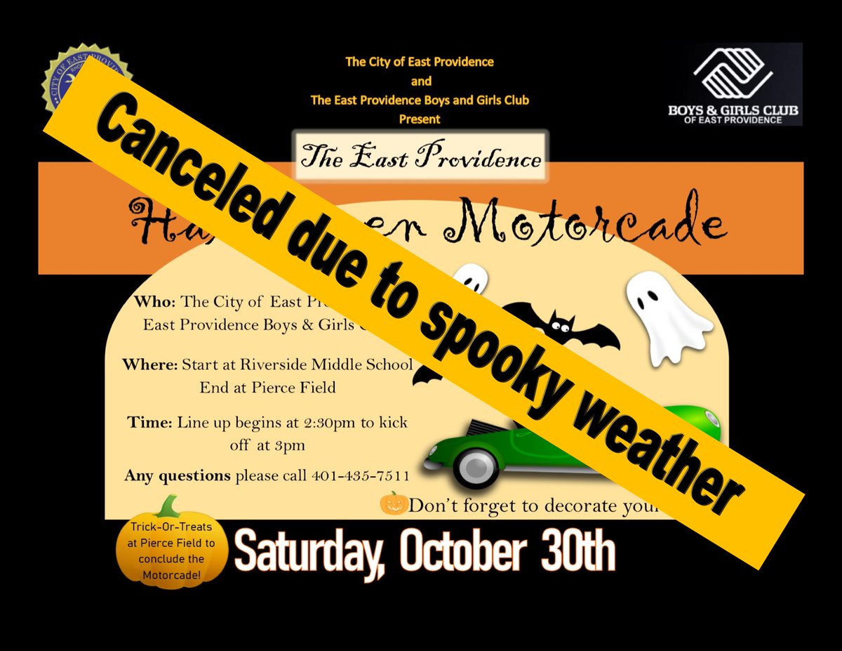 EPRD1's tweet photo. The spooky weather has put a wrench in our Halloween fun this year. Unfortunately, we need to cancel the Halloween Parade due to the impending weather. We wish you a happy, spooky, fun and safe Halloween. @EProvPlanning @WeaverLibrary @mayorbobdasilva @EPRD1 @EastProvPatch @EBCAP https://t.co/CpDIEZG0ly
