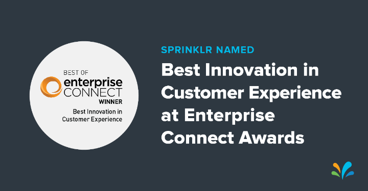 KaleyKocik's tweet photo. New: Sprinklr has received the 2021 Best of @enterprisecon Award for Best Innovation in Customer Experience 🎉 

Find out how our AI-powered, conversational commerce platform can help you transform your contact center into a profit center 👉  https://t.co/HtLWRqWMRi https://t.co/EFbMKWM0H6