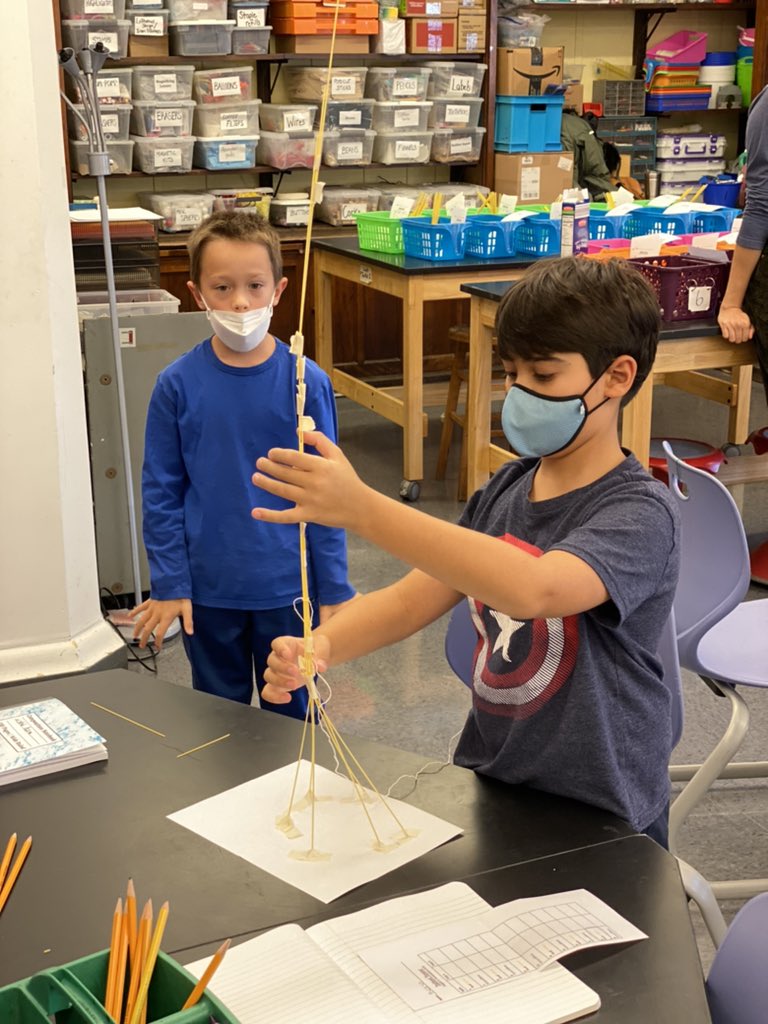 LohitsaScience's tweet photo. After many months apart, it’s been great to be back in my science lab learning with my new 3rd grade Ss! Spaghetti towers from our first few weeks together! #stem #lohitsascience #ngss #learningbydoing https://t.co/u4ZQ7bl7cc