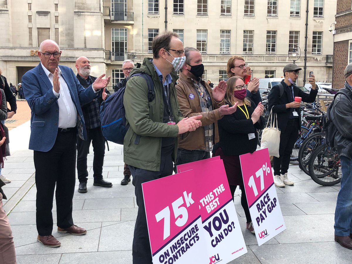 ucu_solidarity's tweet photo. Some pics from the @ucu get the vote out rally this lunchtime. Great to see support from @CWUnews and members of @unisontheunion #UCUstrike #NotTodayUUK https://t.co/tpaaLGVJic