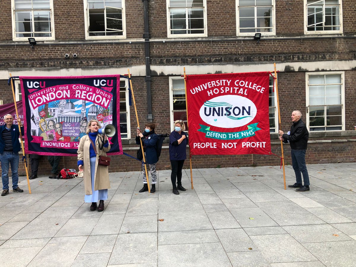 ucu_solidarity's tweet photo. Some pics from the @ucu get the vote out rally this lunchtime. Great to see support from @CWUnews and members of @unisontheunion #UCUstrike #NotTodayUUK https://t.co/tpaaLGVJic