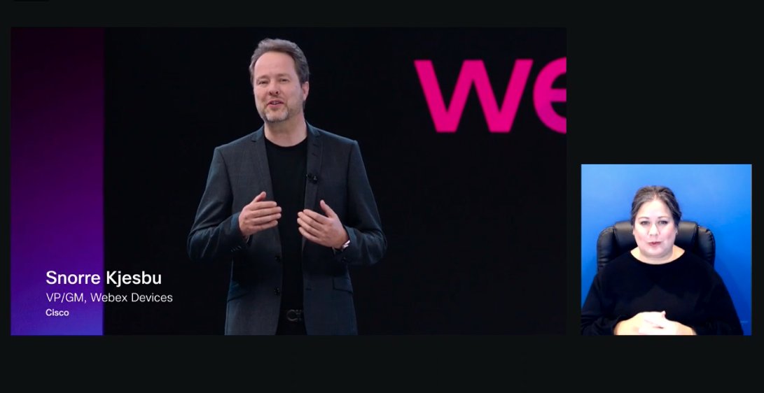 DaveMario's tweet photo. And at @KjesbuSnorre is up talking #WebexBoardPro and devices. #WebexOne https://t.co/41A9cQUE4q