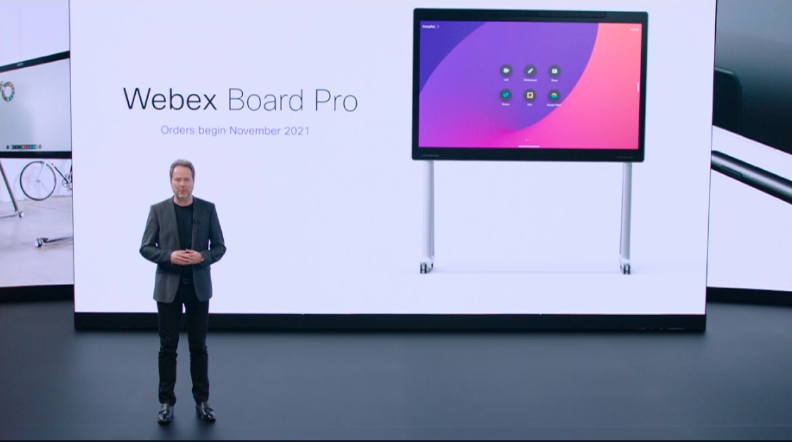 DaveMario's tweet photo. And at @KjesbuSnorre is up talking #WebexBoardPro and devices. #WebexOne https://t.co/41A9cQUE4q