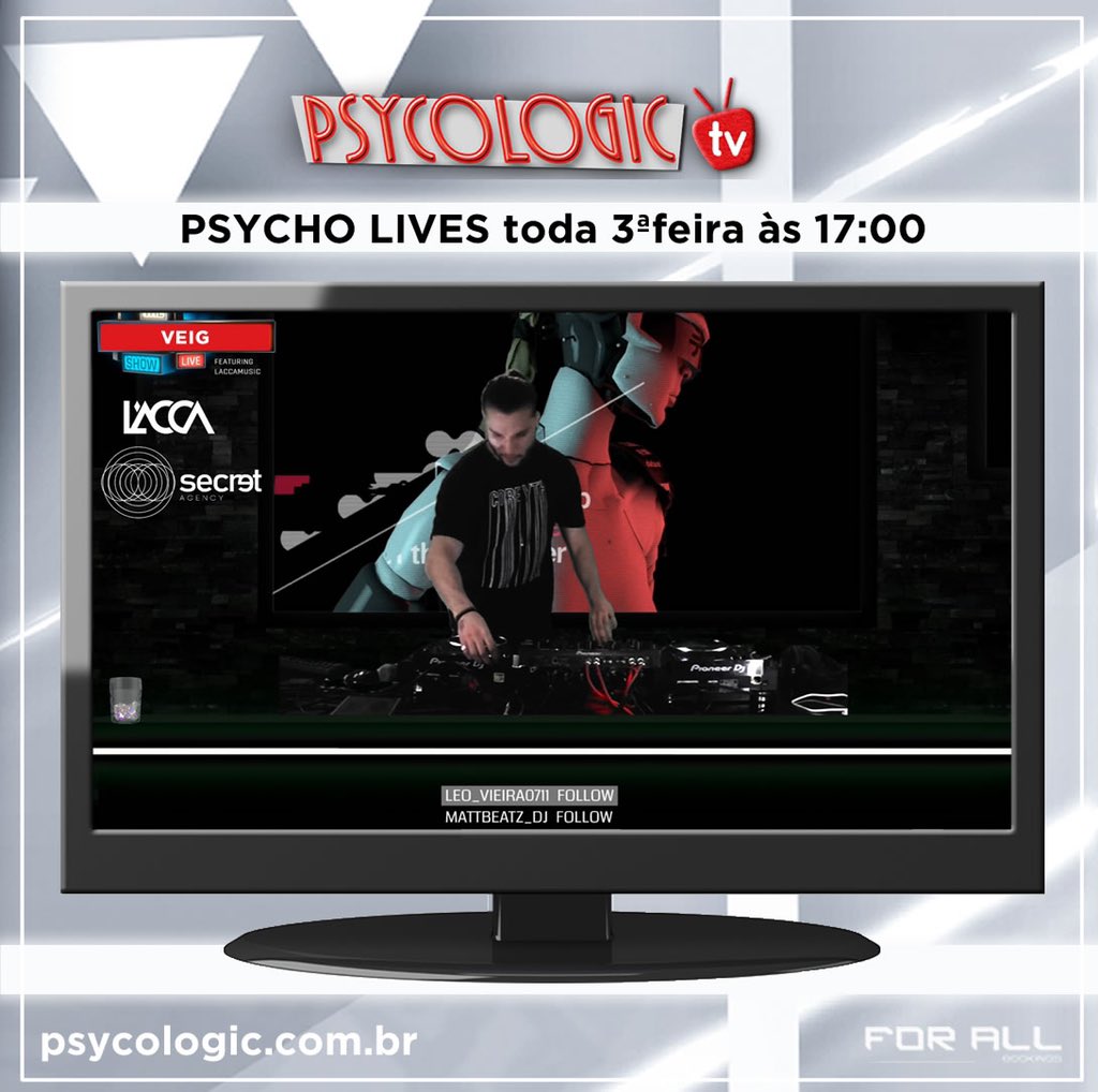 ForAllBookings's tweet photo. Hoje tem Psycho Lives na Psycologic TV. É a partir das 17:00 com um line-up de peso. 

Transmissão: https://t.co/0xPjogyLfA https://t.co/Fjo7dq8qOh