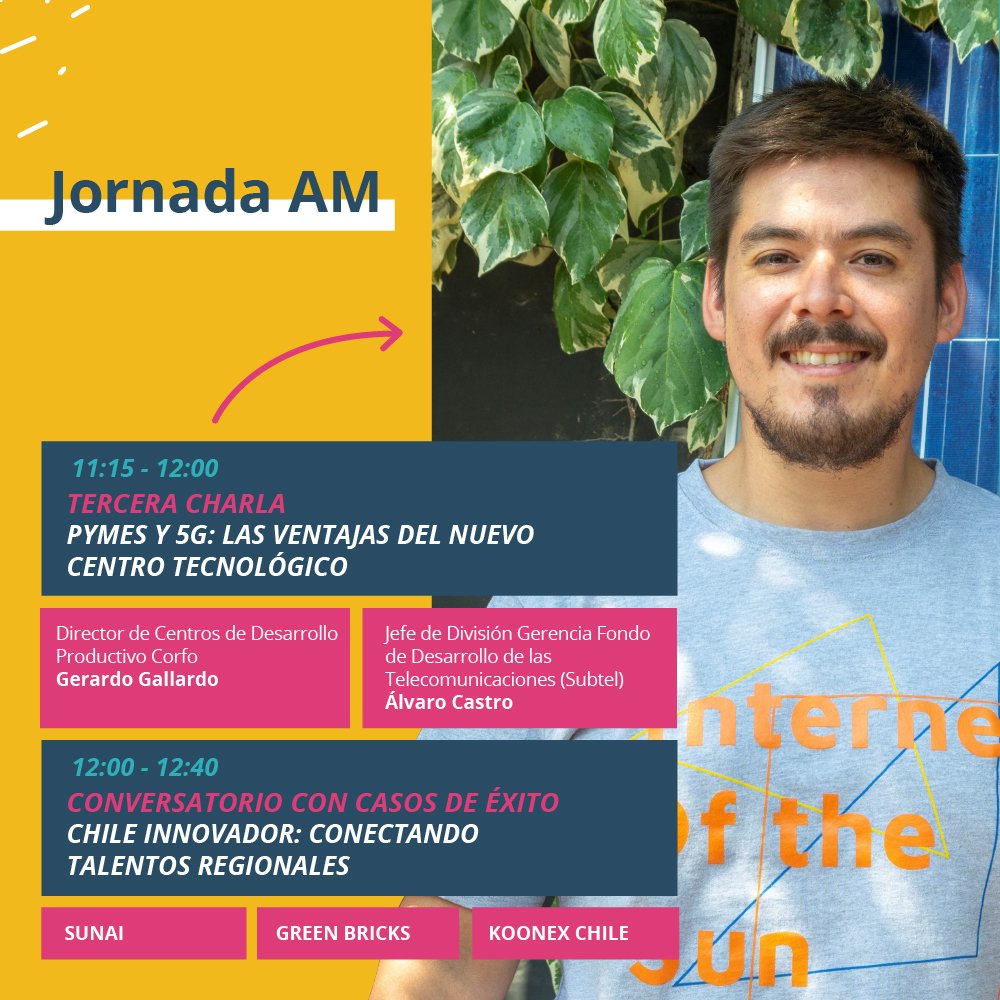 Corfo's tweet photo. En el marco de la #SemanaDeLaPyme, el jueves 28 desde las 09:00 hrs. nos encontraremos en Atrévete A Innovar, donde conocerás sobre innovación 💡 el futuro del 5G en Chile 📶 todo sobre la Economía Circular ♻ Nos vemos en nuestro canal de YouTube https://t.co/jUurdiRqr6 https://t.co/XVvLXH6NrI