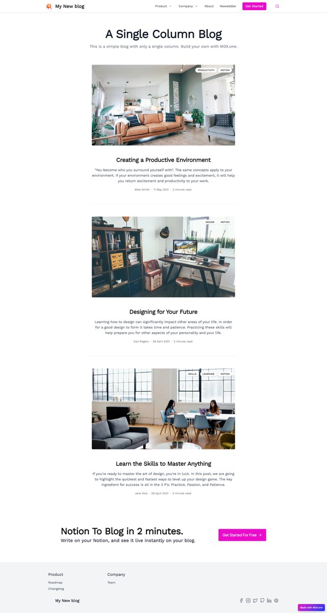 Finally done with the new minimalistic layout for MDX.one blogs 🥳

You can change your layout to this directly from your dashboard.

I have also created a demo blog using this layout. 
Check it out at single-column-blog.mdx.one