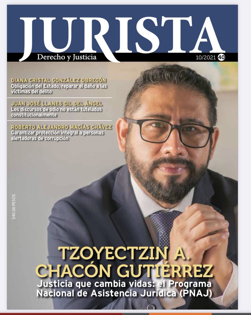 Sumamente agradecido con <a href="/RevistaJurista/">Jurista</a> por la portada de su más reciente número. Es un honor. Agradezco también a su director Octavio Ruiz y al comité editorial. A nombre del <a href="/PNAJ_AC/">Fundación Jurídica</a> MIL GRACIAS #revistajurista #pnaj17años #hablemosDerecho9años #abogados #justicia #derecho