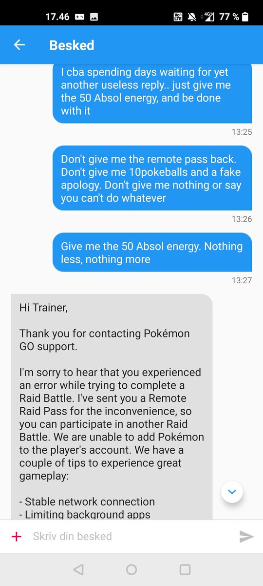 Welcome to <a href="/NianticHelp/">Niantic Support</a> <a href="/PokemonGoApp/">Pokémon GO</a>
Freaking crazy how bad you can run support and get away with it.

This is the level of stupidity in 99/100 of my tickets ever, at least.

I'd be ashamed to be a part of this.