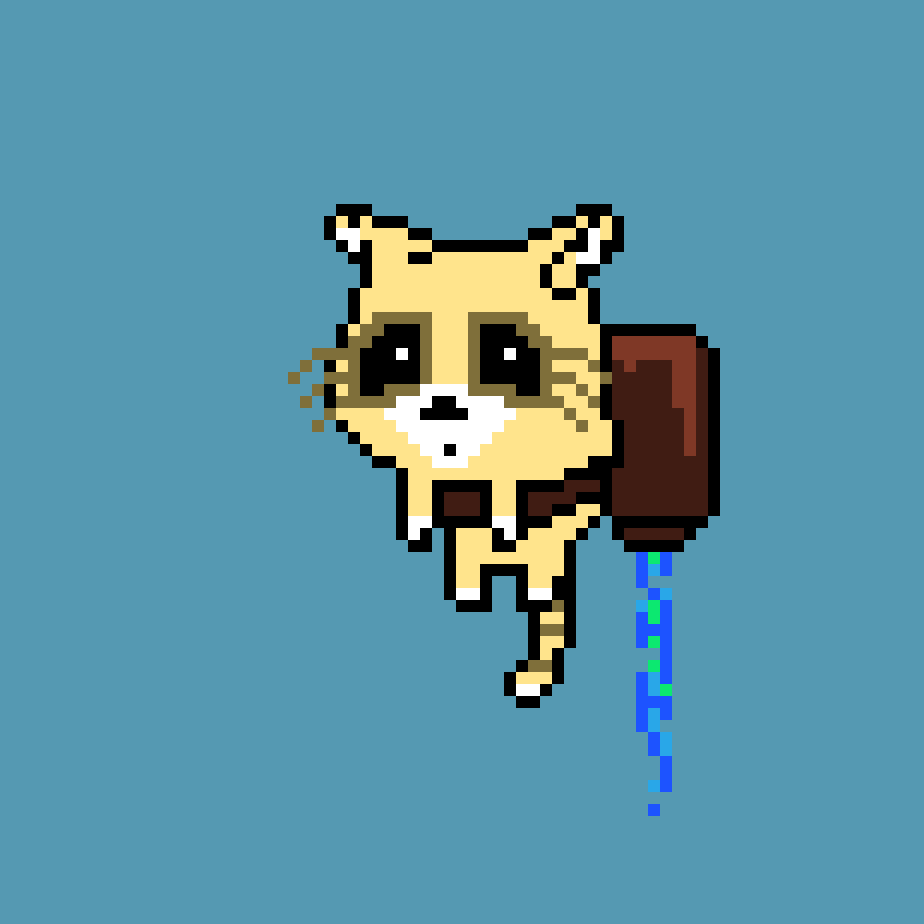 pixlstaN's tweet photo. Our little Racoons had now BLUE FIRE!!!!!!!   Get one @opensea! 

#rocketracoons #nft #nftart #cryptoart #nicenft https://t.co/AX5wOdsk7N
