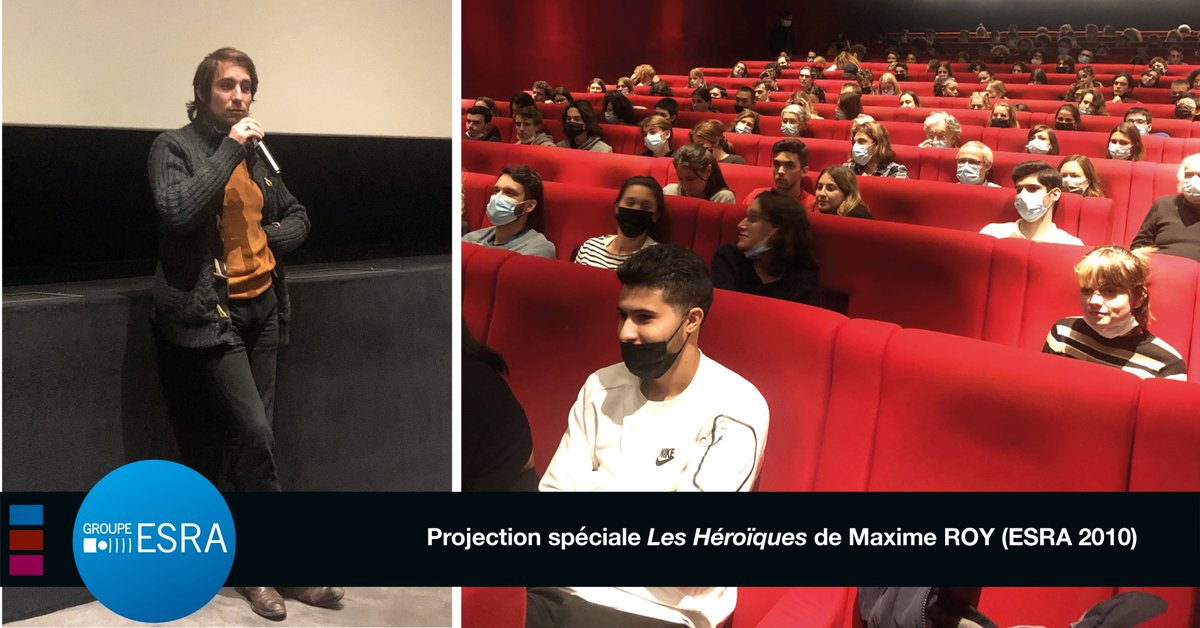 GROUPEESRA's tweet photo. Les étudiants de l'ESRA ont rencontré le réalisateur Maxime ROY (ESRA 2010) lors de la projection de son premier long-métrage Les Héroïques, actuellement au cinéma 🎬
https://t.co/vCJuTQeKx5 

#LesHéroïques #MaximeRoy #cinema #alumni https://t.co/V0cZeiJHPz