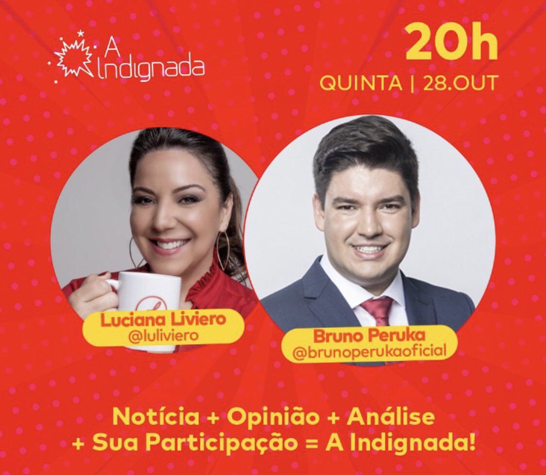 LuLiviero's tweet photo. Olha quem vai participar do A INDIGNADA! essa semana!! Prazer em trocar ideias com o @PerukaBruno sobre as notícias quentes da semana! É na quinta, às 20h! Clica no link pra não perder!! Esperamos vc!
https://t.co/hI39jaYGY6
#aindignada #brunoperuka #noticia #youtube #live https://t.co/tSp2mdz86e