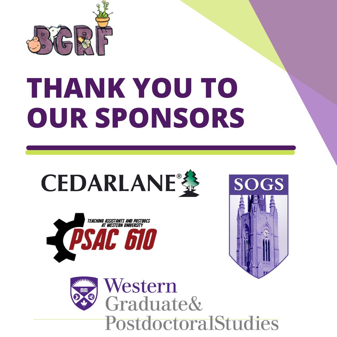 We would like to extend a big thank you to all our sponsors for the upcoming #BGRF2021 event (November 5th). Our generous sponsors help make this event a reality ✅
<a href="/CedarlaneNews/">Cedarlane</a> <a href="/PSAC610/">TA/PD Union@ Western</a> <a href="/westernsogs/">Western SOGS</a> and the School of Graduate and Postdoctoral Studies (SGPS)