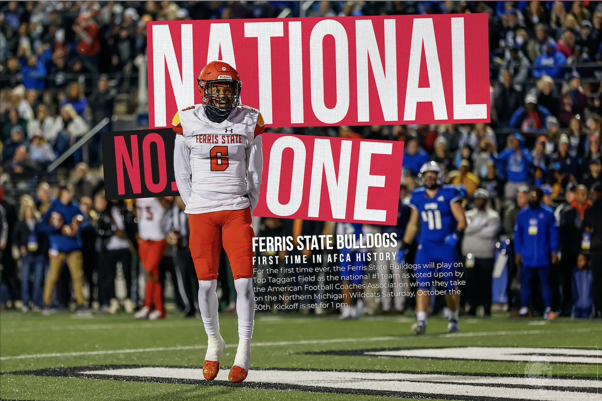 FerrisFootball's tweet photo. We take our field for the first time ever as AFCA #1 - Saturday at 1.

Be there #RockTheTop https://t.co/eup9MkwYgX