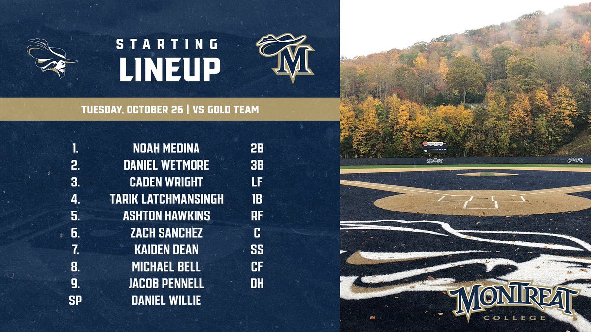 The lineup is set for the Navy team lead by <a href="/CoachTomVibbert/">Tom Vibbert</a> &amp; Coach <a href="/CorbinWeeks/">Corbin Weeks</a>! First pitch at 3:30 pm. #CavClan⚔️
