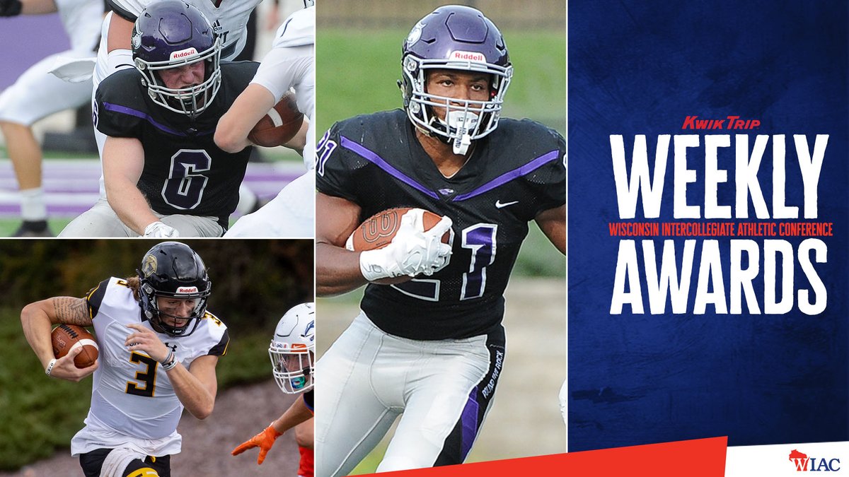 wiacsports's tweet photo. #WIACFB | @UWOshkoshTitans Berghammer, @UWWAthletics Koelblinger and Edmondson  Secure Kwik Trip Football Athlete of the Week Recognition: https://t.co/64z88QHrSK
#d3fb https://t.co/Z4RhUuIA71