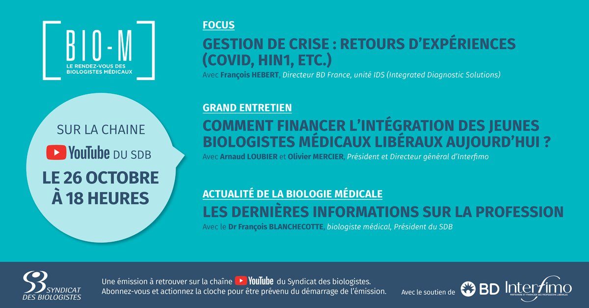 SyndicatDBio's tweet photo. #BIOM C'est maintenant, c'est ici : https://t.co/i1q1nrhEVV
Gestion de #crise, #financement des jeunes biologistes médicaux libéraux #BioMedLib, dernières infos sur la profession. https://t.co/LLxYWNpWFP