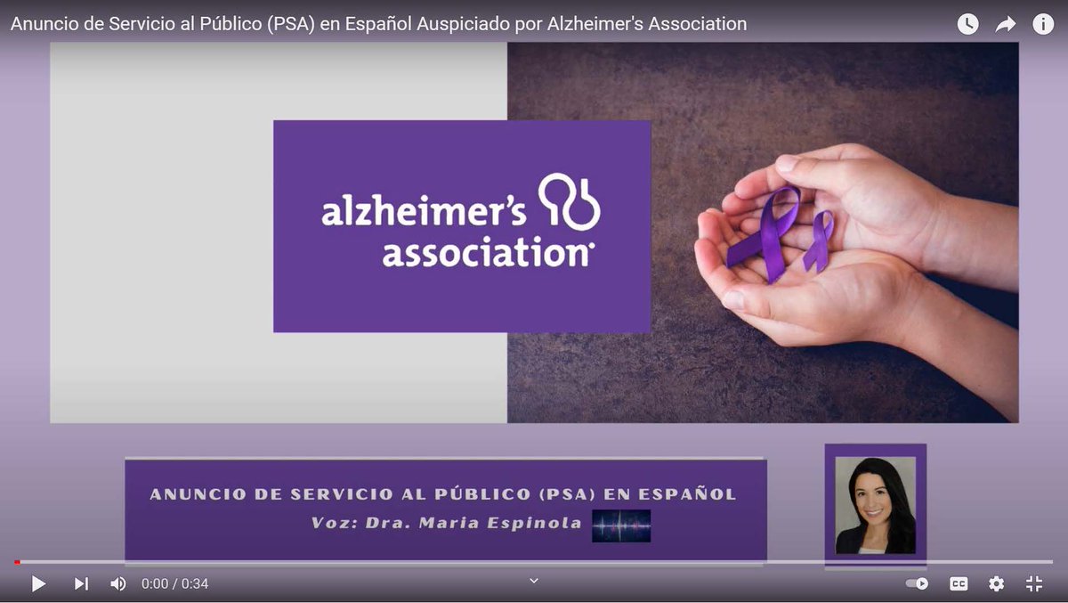 En reconocimiento al Mes de la Herencia Hispana, @DrMariaEspinola, en <a href="/uofcincy/">University of Cincinnati</a> Colegio de Medicina, prestó su voz para un nuevo PSA para ayudar a crear conciencia sobre la enfermedad de Alzheimer entre los hispanos <a href="/alzdayton/">alzdayton</a> youtube.com/watch?v=G6ZAde…